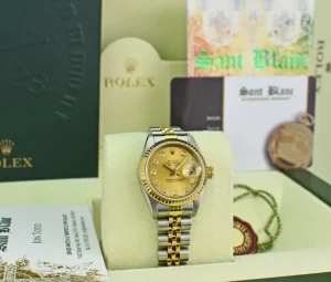 Ladies Watches | Dress Watches | Sant Blanc ROLEX Ladies 18kt Gold & Stainless Datejust Champagne Diamond Dial Model 69173