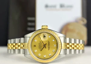 Ladies Watches | Dress Watches | Sant Blanc ROLEX Ladies 18kt Gold & Stainless Datejust Champagne Diamond Dial Model 69173