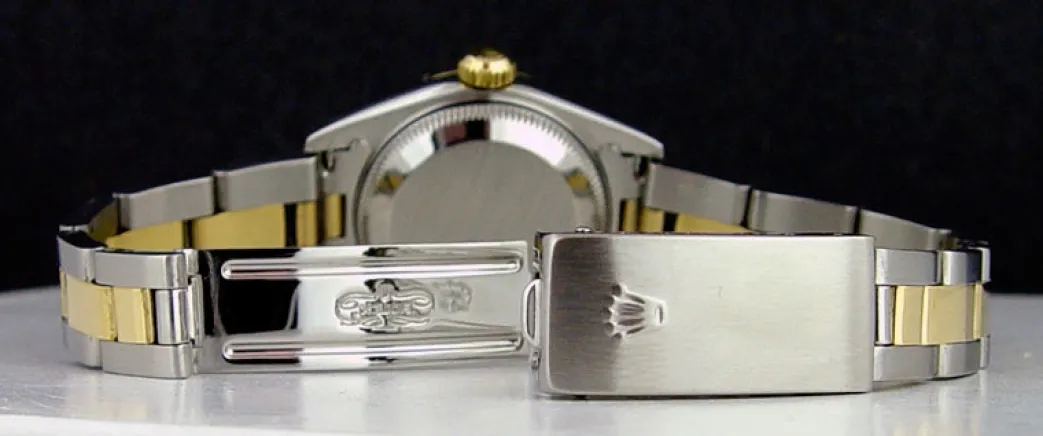 rolex_ladies_kt_gold__sta_4-1.webp Ladies Watches | Dress Watches | Sant Blanc ROLEX Ladies 18kt Gold & Stainless Steel DateJust Black Pyramid Roman Dial Model 79173