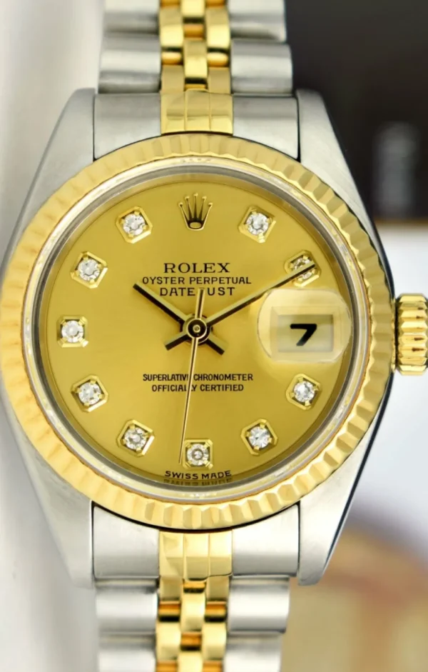 Ladies Watches | Dress Watches | Sant Blanc ROLEX Ladies 18kt Gold & Stainless Datejust Champagne Diamond Dial Model 69173