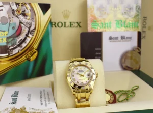 Ladies Watches | Diamond Dress Watches | Sant Blanc ROLEX Ladies 18kt Gold Pearlmaster Masterpiece MOP Roman Dial Model 69318