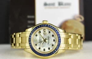 President Dress Watches | Ladies Watches | Sant Blanc ROLEX Ladies 18kt Gold PearlMaster Masterpiece Datejust Mother of Pearl Sapphire Dial Model 80308