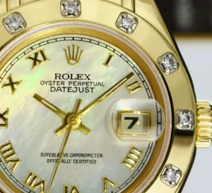 Ladies Watches | Diamond Dress Watches | Sant Blanc ROLEX Ladies 18kt Gold Pearlmaster Masterpiece MOP Roman Dial Model 69318