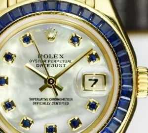 President Dress Watches | Ladies Watches | Sant Blanc ROLEX Ladies 18kt Gold PearlMaster Masterpiece Datejust Mother of Pearl Sapphire Dial Model 80308
