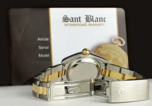 Ladies Watches | Dress Watches | Sant Blanc ROLEX Ladies 18kt Gold Stainless Steel DateJust Ivory Tapestry Stick Dial Model 79163