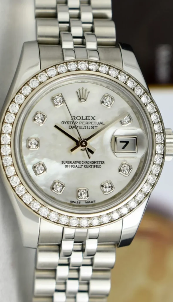 Ladies Watches | Dress Watches | Sant Blanc ROLEX LADIES 18kt White Gold & SS Datejust MOP Diamond Dial Jubilee Band Model 179384