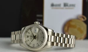 Ladies Watches | President Dress Watches | Sant Blanc ROLEX Ladies 18kt White Gold Datejust President Silver Index Dial Model 179179