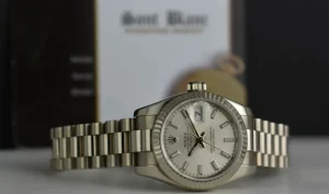 Ladies Watches | President Dress Watches | Sant Blanc ROLEX Ladies 18kt White Gold Datejust President Silver Index Dial Model 179179