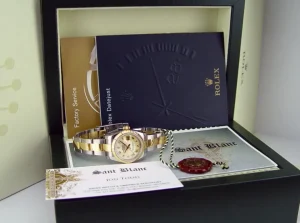 Ladies Watches | Dress Watches | Sant Blanc ROLEX Ladies 26mm 18kt Gold & Stainless DateJust Canari MOP Deco Roman Dial Model 179173