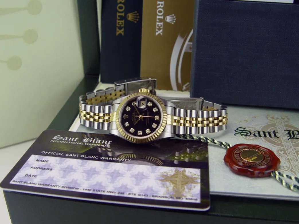 rolex_ladies_mm_kt_gold___0-6.webp Ladies Watches | Dress Watches | Sant Blanc ROLEX Ladies 26mm 18kt Gold & Stainless Steel DateJust Black Diamond Dial Model 69173