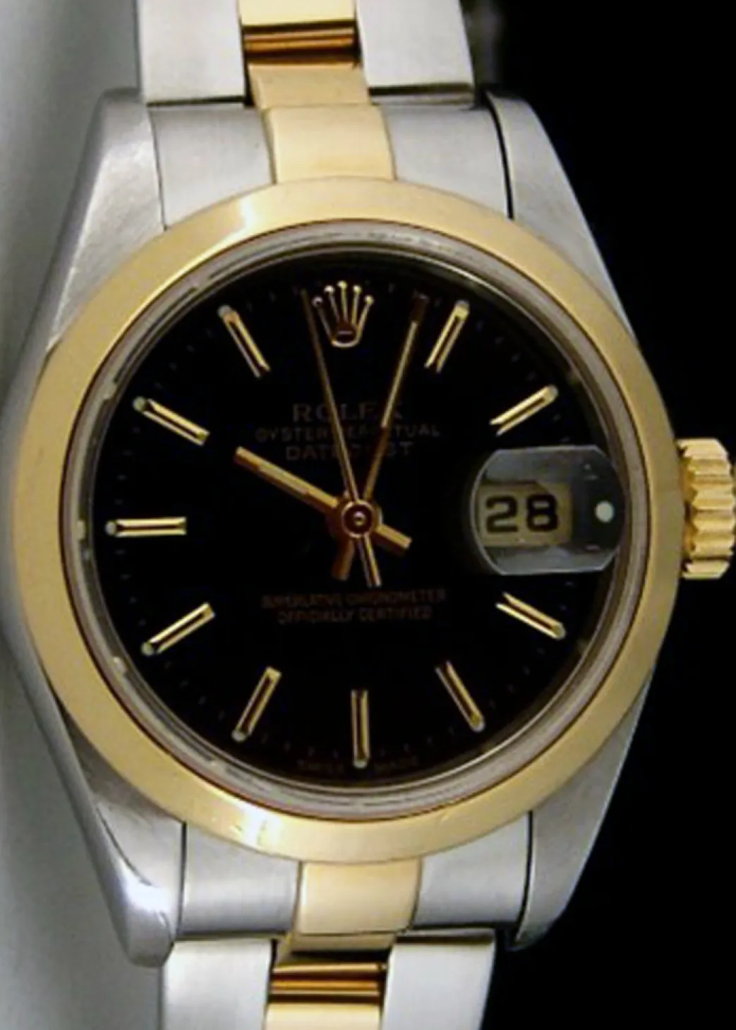 rolex_ladies_mm_kt_gold___0-7.webp Ladies Watches | Dress Watches | Sant Blanc ROLEX Ladies 26mm 18kt Gold & Stainless Steel DateJust Black Stick Model 69163