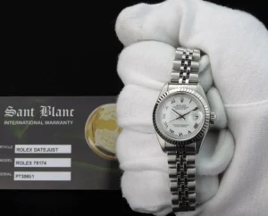 Men's Watches | Dress Watches | Sant Blanc ROLEX Ladies 26mm 18kt Gold & Stainless Steel DateJust White Roman Dial Model 79174