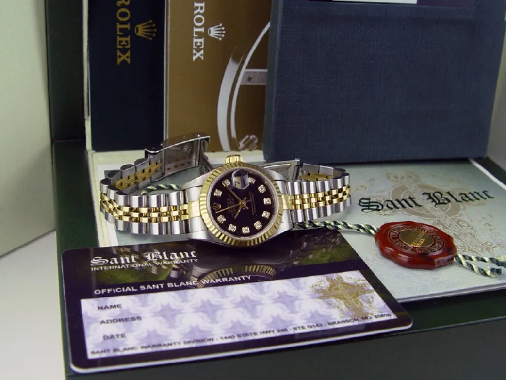 rolex_ladies_mm_kt_gold___1-6.webp Ladies Watches | Dress Watches | Sant Blanc ROLEX Ladies 26mm 18kt Gold & Stainless Steel DateJust Black Diamond Dial Model 69173