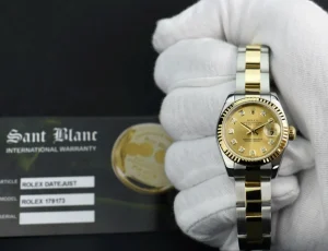 Ladies Watches | Dress Watches | Sant Blanc ROLEX Ladies 26mm 18kt Gold & Stainless Steel Datejust Champagne Diamond Dial Model 179173
