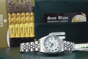 Men's Watches | Dress Watches | Sant Blanc ROLEX Ladies 26mm 18kt Gold & Stainless Steel DateJust White Roman Dial Model 79174