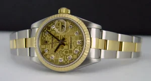 Ladies Watches | Dress Watches | Sant Blanc ROLEX Ladies 26mm 18kt Gold & Stainless DateJust Champagne Jubilee Diamond Dial Model 79173