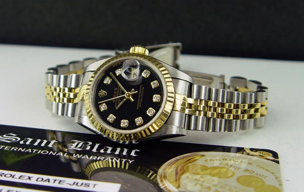 rolex_ladies_mm_kt_gold___2-6.webp Ladies Watches | Dress Watches | Sant Blanc ROLEX Ladies 26mm 18kt Gold & Stainless Steel DateJust Black Diamond Dial Model 69173