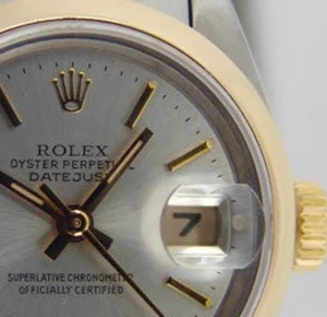 Ladies Watches | Dress Watches | Sant Blanc ROLEX Ladies 26mm 18kt Gold & Stainless Steel DateJust Silver Stick Model 69163