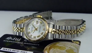 Ladies Watches | Dress Watches | Sant Blanc ROLEX Ladies 26mm 18kt Gold & Stainless Steel Ladies DateJust Mother of Pearl Roman Dial Model 69173