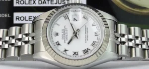 Men's Watches | Dress Watches | Sant Blanc ROLEX Ladies 26mm 18kt Gold & Stainless Steel DateJust White Roman Dial Model 79174