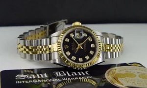 Ladies Watches | Dress Watches | Sant Blanc ROLEX Ladies 26mm 18kt Gold & Stainless Steel DateJust Black Diamond Dial Model 69173