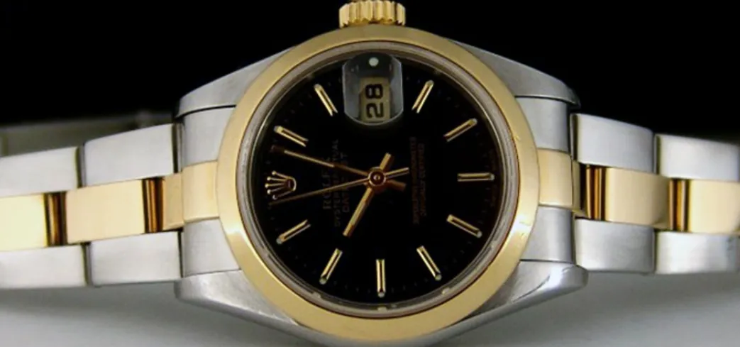 rolex_ladies_mm_kt_gold___3-7.webp Ladies Watches | Dress Watches | Sant Blanc ROLEX Ladies 26mm 18kt Gold & Stainless Steel DateJust Black Stick Model 69163