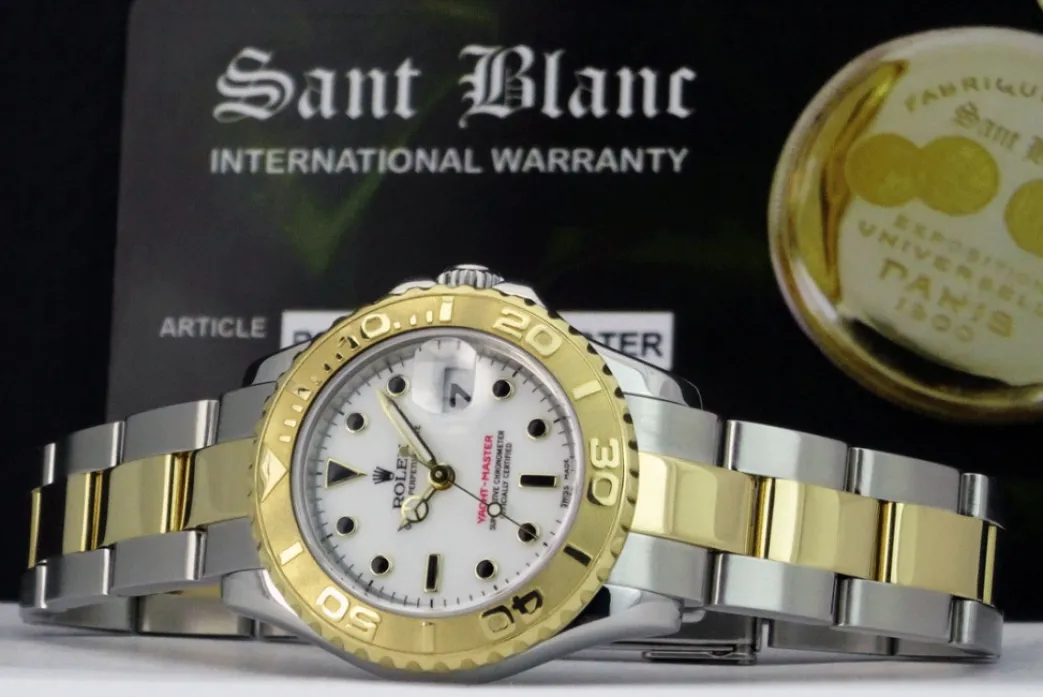rolex_ladies_mm_kt_gold___4-13.webp Yachting Professional Watches | Men's Watches | Sant Blanc ROLEX Ladies 29mm 18kt Gold & Stainless Yachtmaster White Index Dial Model 169623