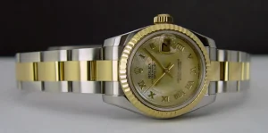 Ladies Watches | Dress Watches | Sant Blanc ROLEX Ladies 26mm 18kt Gold & Stainless DateJust Canari MOP Deco Roman Dial Model 179173