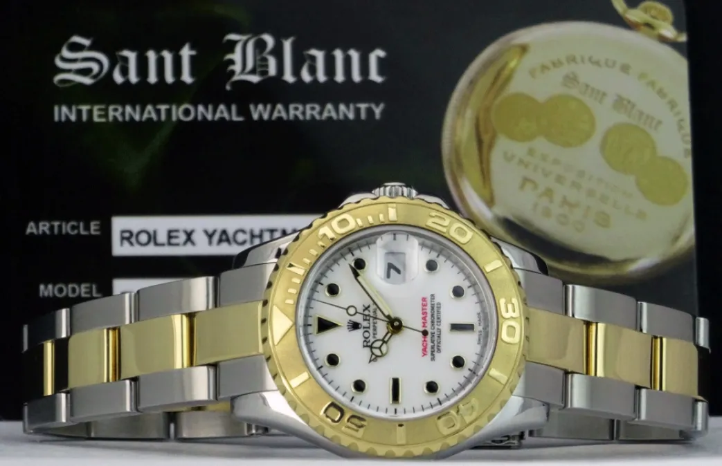 rolex_ladies_mm_kt_gold___5-12.webp Yachting Professional Watches | Men's Watches | Sant Blanc ROLEX Ladies 29mm 18kt Gold & Stainless Yachtmaster White Index Dial Model 169623