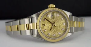 Ladies Watches | Dress Watches | Sant Blanc ROLEX Ladies 26mm 18kt Gold & Stainless DateJust Champagne Jubilee Diamond Dial Model 79173