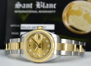 Ladies Watches | Dress Watches | Sant Blanc ROLEX Ladies 26mm 18kt Gold & Stainless Steel Datejust Champagne Diamond Dial Model 179173