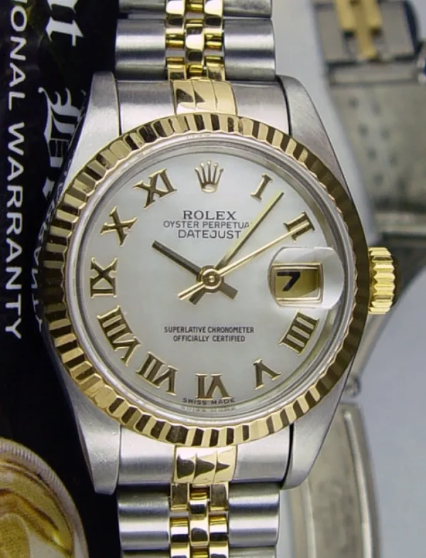 Ladies Watches | Dress Watches | Sant Blanc ROLEX Ladies 26mm 18kt Gold & Stainless Steel Ladies DateJust Mother of Pearl Roman Dial Model 69173