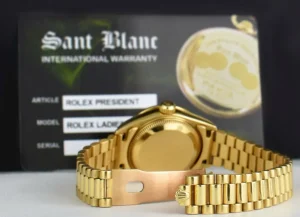 President Dress Watches | Dress Watches | Sant Blanc ROLEX Ladies 26mm 18kt Gold President Datejust Champagne Diamond Dial Diamond Bezel Model 69138