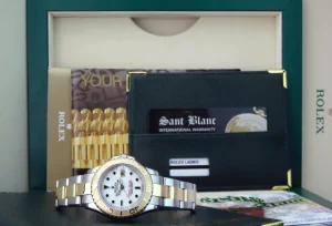 Yachting Professional Watches | Ladies Watches | Sant Blanc ROLEX Ladies 29mm 18kt Gold Stainless Steel YachtMaster White Index Dial Model 69623