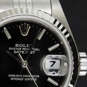 Ladies Watches | Dress Watches | Sant Blanc ROLEX Ladies 26mm 18kt White Gold & Stainless Steel Datejust Black Stick Dial Model 79174