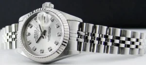 Dress Watches | Sant Blanc ROLEX Ladies 26mm 18kt White Gold & Stainless DateJust Silver Diamond Dial Model 69174