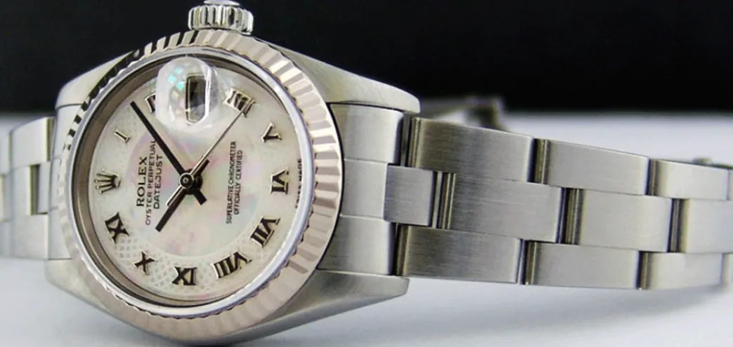 rolex_ladies_mm_kt_white__2-4.webp Ladies Watches | Dress Watches | Sant Blanc ROLEX Ladies 26mm 18kt White Gold & Stainless Steel DateJust MOP Deco Roman Dial Model 79174