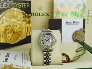 Ladies Watches | Dress Watches | Sant Blanc ROLEX Ladies 26mm 18kt White Gold & Stainless Steel Datejust Rhodium Roman Dial Model 79174