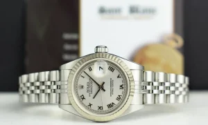 Ladies Watches | Dress Watches | Sant Blanc ROLEX Ladies 26mm 18kt White Gold & Stainless Steel Datejust Rhodium Roman Dial Model 79174