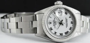 Ladies Watches | Dress Watches | Sant Blanc ROLEX Ladies 26mm 18kt White Gold & Stainless Steel DateJust White Roman Model 69174