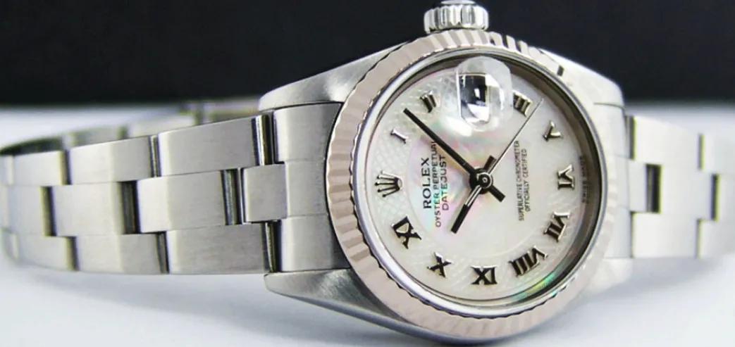 rolex_ladies_mm_kt_white__4-4.webp Ladies Watches | Dress Watches | Sant Blanc ROLEX Ladies 26mm 18kt White Gold & Stainless Steel DateJust MOP Deco Roman Dial Model 79174