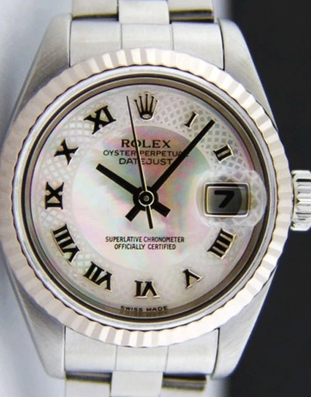 rolex_ladies_mm_kt_white__5-3.webp Ladies Watches | Dress Watches | Sant Blanc ROLEX Ladies 26mm 18kt White Gold & Stainless Steel DateJust MOP Deco Roman Dial Model 79174