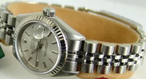 Ladies Watches | Dress Watches | Sant Blanc ROLEX Ladies 26mm 18kt White Gold & Stainless Steel DateJust Silver Stick Model 69174