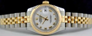 Ladies Watches | Dress Watches | Sant Blanc ROLEX Ladies 26mm 18kt Yellow Gold & Stainless Datejust White Roman Model 179173