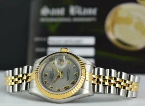 Ladies Watches | Dress Watches | Sant Blanc ROLEX Ladies 26mm 18kt Yellow Gold & Stainless Steel DateJust Silver Roman Dial Model 69173
