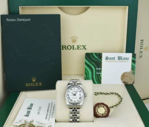 Dress Watches | Sant Blanc ROLEX Ladies 26mm Stainless Steel DateJust White Bold Roman Jubilee Band 179160