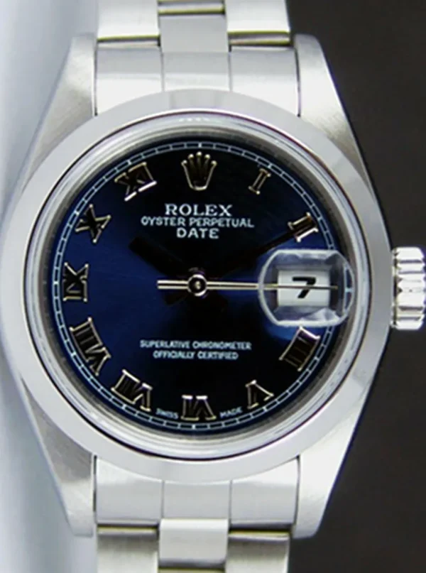 Ladies Watches | Dress Watches | Sant Blanc ROLEX Ladies 26mm Stainless Steel DateJust Blue Roman Dial Model 79160