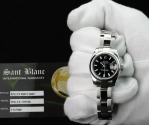 Ladies Watches | Dress Watches | Sant Blanc ROLEX Ladies 26mm Stainless Steel DateJust Black Index Dial Model 179160