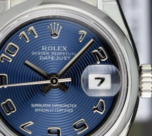 Ladies Watches | Dress Watches | Sant Blanc ROLEX Ladies 26mm Stainless Steel Datejust Blue Concentric Arabic Model 179160