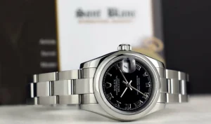 Ladies Watches | Dress Watches | Sant Blanc ROLEX Ladies 26mm Stainless Steel DateJust Black Roman Dial Oyster Band Model 179160